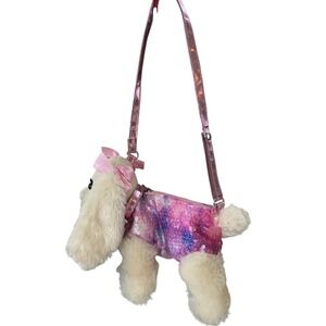 Poochie & Co Plush Dog Purse Sequins Pink Purple Sparkle Star Bow
